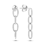 Oorhangers van Gerhodineerd Zilver Schakelmotief Paperclip Ronde Buis - Hoogte 22mm