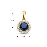 14 Karaat Geelgouden Hanger met Saffier en Zirkonia - Diameter 8mm