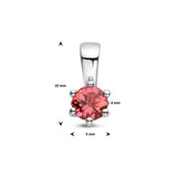 Hanger met Geboortesteen Oktober | Toermalijn Gerhodineerd Zilver - Formaat 5 x 10mm