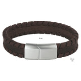 Herenarmband 12mm van Edelstaal en Leer - Lengte 21cm