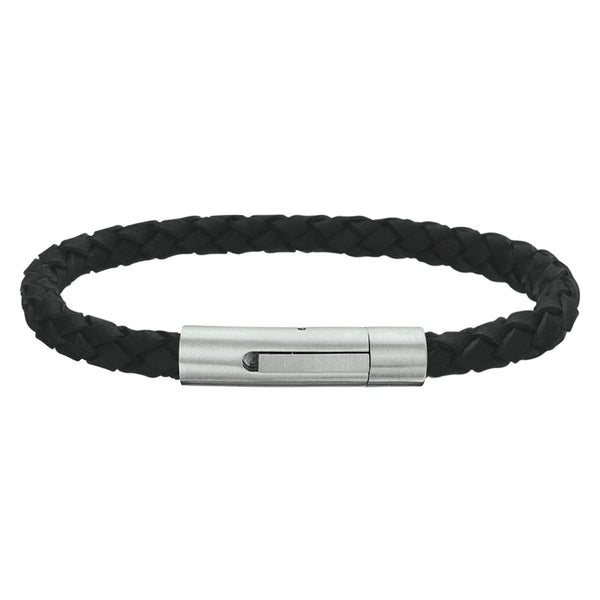 Herenarmband 6mm van Edelstaal en Leer - Lengte 21cm