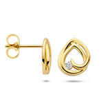 Oorknoppen met Diamant 0.05ct (2x0.025ct) van 14 Karaat Geelgoud - Formaat 4x9.5mm