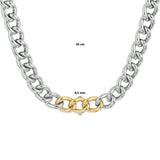 Damescollier van 14 Karaat Geelgoud met 925 Zilver, Bicolor Gourmet schakel 8.5mm - Lengte 45cm