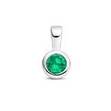 Hanger met Synthetische Geboortesteen Mei | Gerhodineerd Zilver - Formaat 5.5 x 11mm