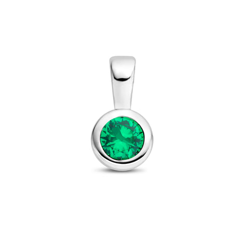 Hanger met Synthetische Geboortesteen Mei | Gerhodineerd Zilver - Formaat 5.5 x 11mm