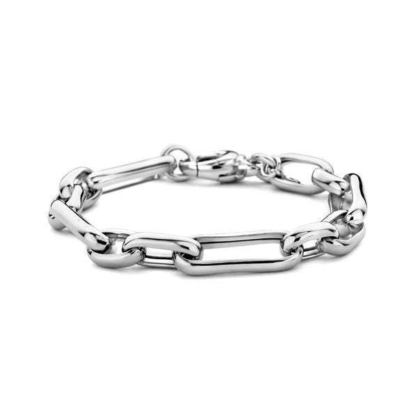 Damesarmband 9.2mm van Gerhodineerd Zilver, Anker Schakels - Lengte 19.5cm