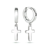 Klapoorringen van Gerhodineerd Zilver met Kruis - Hoogte 21mm