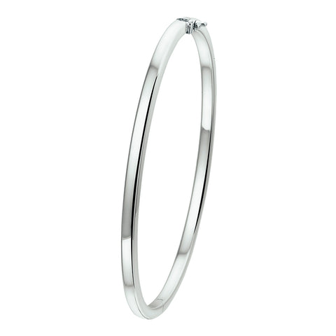 Damesarmband 5mm, Bangle van 14 Karaat Witgoud, Vlakke Buis - Diameter 61mm