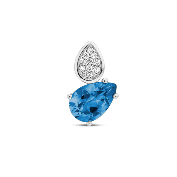 Hanger London Blue Topaas 1.50ct En Diamant 0.055ct H Si Goud (Witgoud)