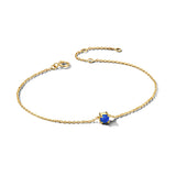 Damesarmband van 14 Karaat Geelgoud met Geboortesteen Saffier September - Lengte 15.5+3cm