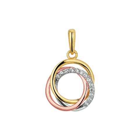 Hanger Tricolor Zirkonia Goud (Tricolor Goud Geel/Wit/Rosé)