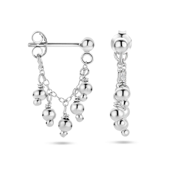 Oorhangers van Gerhodineerd Zilver met Bolletjes - Hoogte 23mm