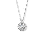 Damescollier van Gerhodineerd Zilver, Ankerschakel 1mm met Zirkonia 5mm - Lengte 41+4cm
