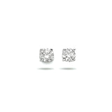 14 Karaat Witgouden Oorknoppen met Zirkonia 4mm