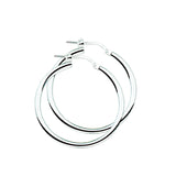 Oorringen van 925 Zilver met Ronde Buis 2.5 mm - Diameter 30mm