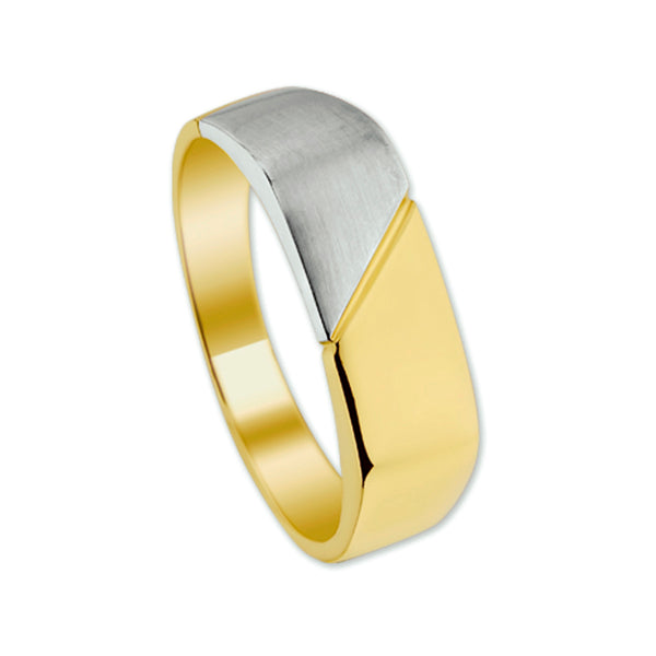 Ring Poli/Mat Goud (Bicolor Goud Geel/Wit) Serie