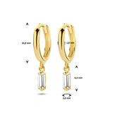14 Kararaat Geelgouden Klapoorringen met Zirkonia hanger - Diameter 10.8mm
