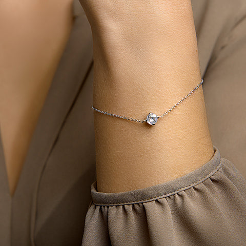 Armband Zirkonia 17 + 3 Cm Zilver Gerhodineerd