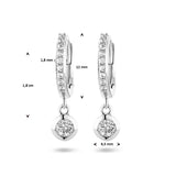 Klapoorringen van Gerhodineerd Zilver met Zirkonia - Diameter 12mm en Breedte 4.5mm - Hoogte 18mm