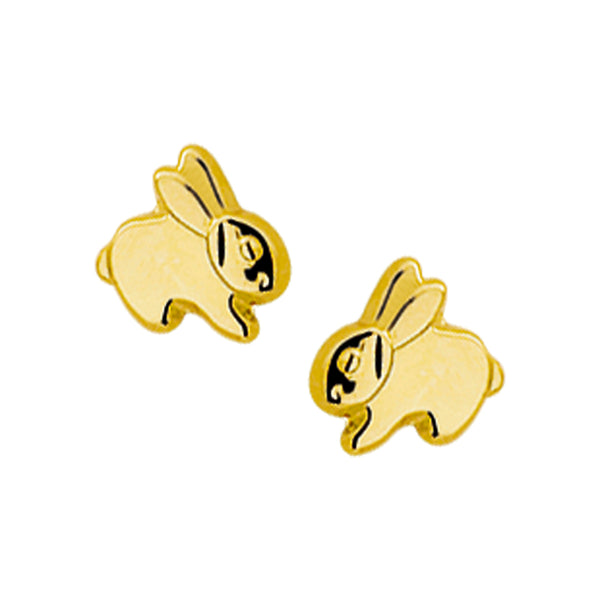 14 Karaat Geelgouden Kinderoorknoppen Konijn - Formaat 6 x 5.5 mm