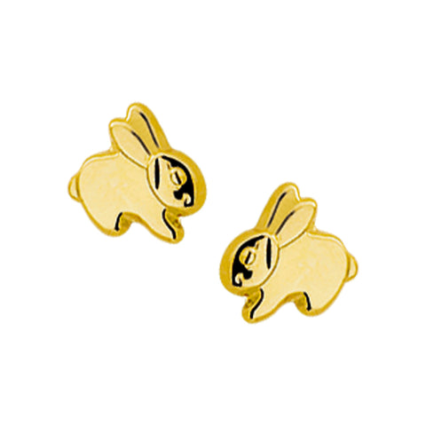 14 Karaat Geelgouden Kinderoorknoppen Konijn - Formaat 6 x 5.5 mm