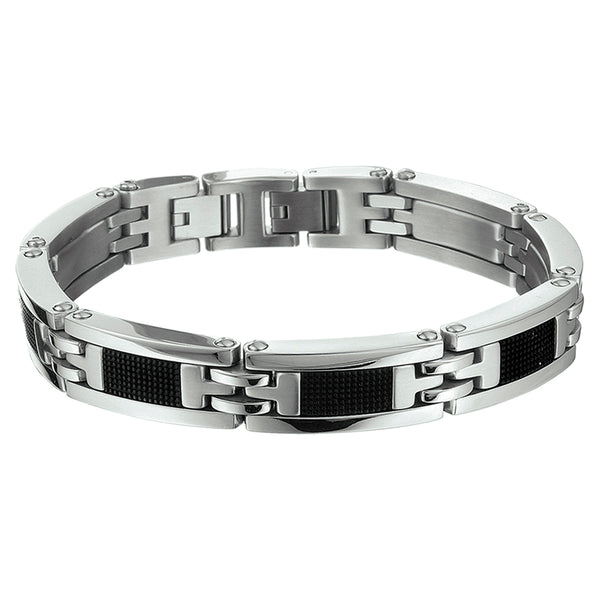 Herenarmband 11.5mm van Edelstaal met Rubber - Lengte 21.5cm