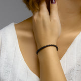 Armband van Onyx met Gerhodineerd Zilveren - Lengte 19cm