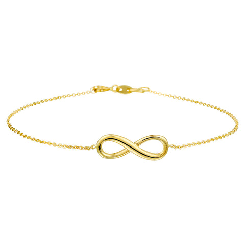 Damesarmband 1mm van 14 Karaat Geelgoud, Infinity - Lengte 16.5+2cm