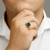 Zegelring Massief Onyx 3.50ct Goud (Geelgoud)