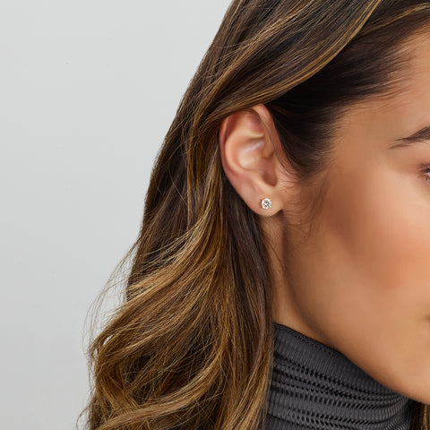 14 Karaat Geelgouden Oorknoppen met Zirkonia 6mm