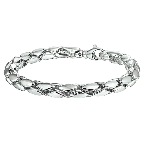 Damesarmband  6.5mm van Gerhodineerd Zilver, Fantasie Schakels - Lengte 19.5cm