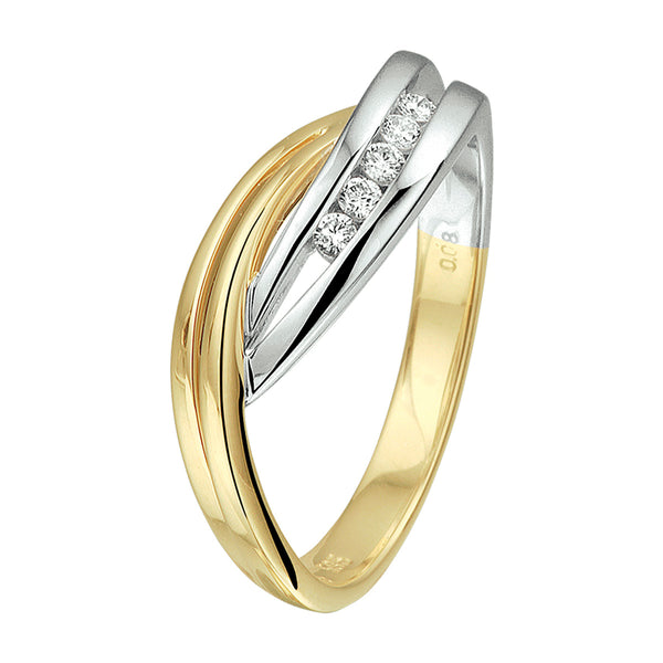 Ring Diamant 0.08ct H Si Goud (Bicolor Goud Geel/Wit)