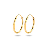 Oorringen van 14 Karaat Geelgoud Ronde Buis 1.3mm - Diameter 15mm