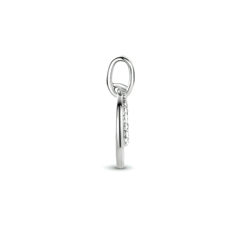 Ronde Hanger met Zirkonia van Gerhodineerd Zilver - Diameter 14.5mm