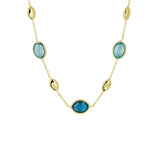 14 Karaat Geelgouden collier met Edelstenen London Blue en Blauw Topaas - Lengte 41+4cm