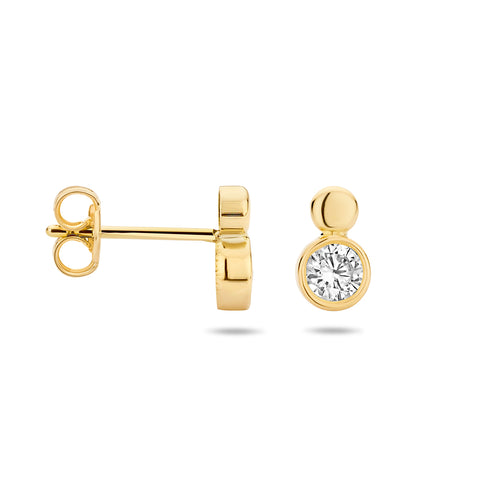 Oorknoppen met Zirkonia van 14 Karaat Geelgoud - Formaat 4.4x7.2mm
