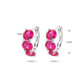 Klapoorringen van Gerhodineerd Zilver met Robijn Zirkonia - Formaat 4x11mm
