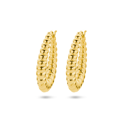 Oorringen van 14 Karaat Geelgoud Gedraaide Buis 5mm - Diameter 31.5mm