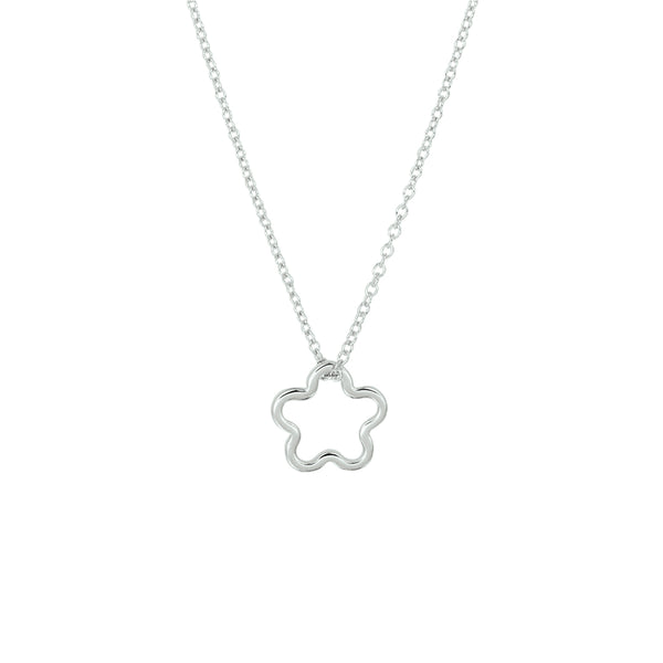Collier Bloem 40 + 5 Cm Zilver Gerhodineerd