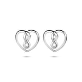 Oorknoppen Infinity in Hartvorm van Gerhodineerd Zilver - Formaat 8.5x8mm