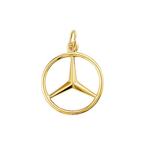 Ronde hanger 18.5 mm Mercedes-logo van 14 Karaat Geelgoud