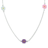 Collier Bloem 26 + 2,5 Cm Zilver Wit