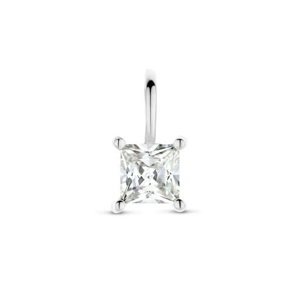 Gerhodineerd Zilveren Hanger met Zirkonia - Formaat 5.5x10mm