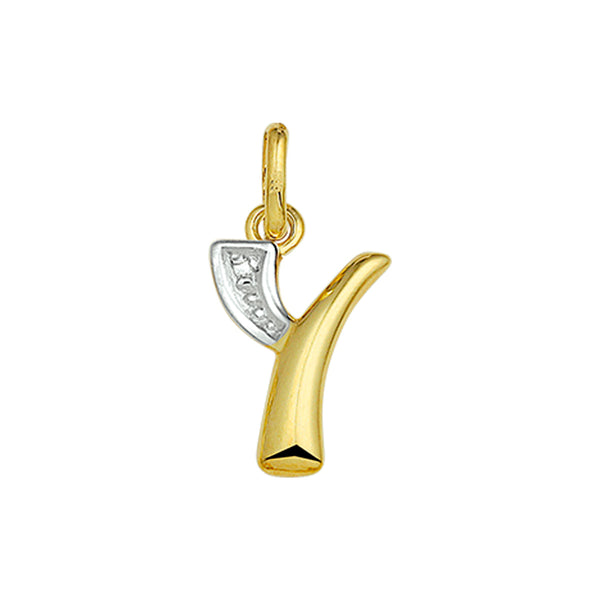 14 Karaat Geelgouden hanger met Diamant 0.005ct - Letter Y - 9.5 x 15.2 mm