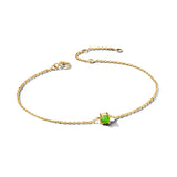 Damesarmband van 14 Karaat Geelgoud met Geboortesteen Peridoot Augustus - Lengte 15.5+3cm