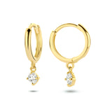 14 Kararaat Geelgouden Klapoorringen met Zirkonia hanger - Diameter 10.8mm