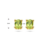 14 Karaat Geelgouden oorknoppen met Peridot 1.00ct (2x 0.50ct) - formaat 4 x 6 mm