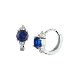 Klapoorringen met Synthetische Saffier, Gerhodineerd Zilver - Diameter 11 mm