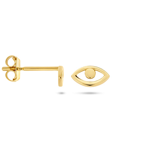 Oorknoppen Boze Oog van 14 Karaat Geelgoud - Formaat 3.5x6.5mm