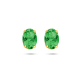 Oorknoppen van 14 Karaat geelgoud met Groen Agaat  1.18 ct (2 x 0.59 ct)